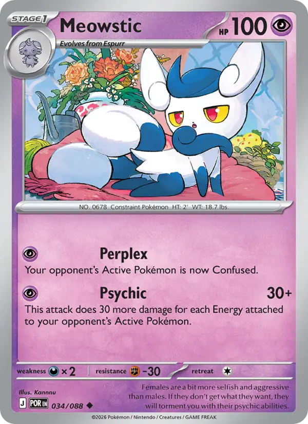 Meowstic Uncommon Pokemon card #034 from Perfect Order