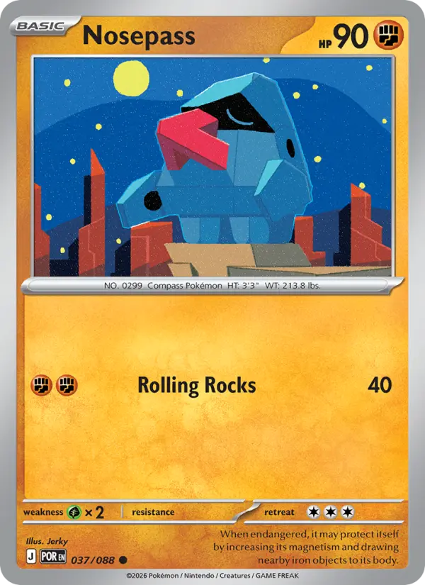 Nosepass Common Pokemon card #037 from Perfect Order