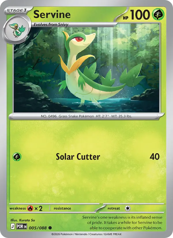 Servine Common Pokemon card #005 from Perfect Order