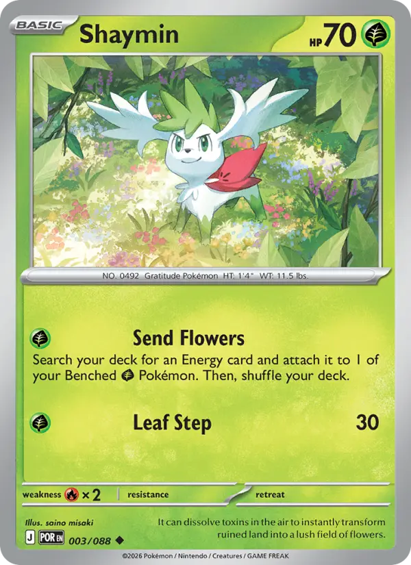Shaymin Uncommon Pokemon card #003 from Perfect Order