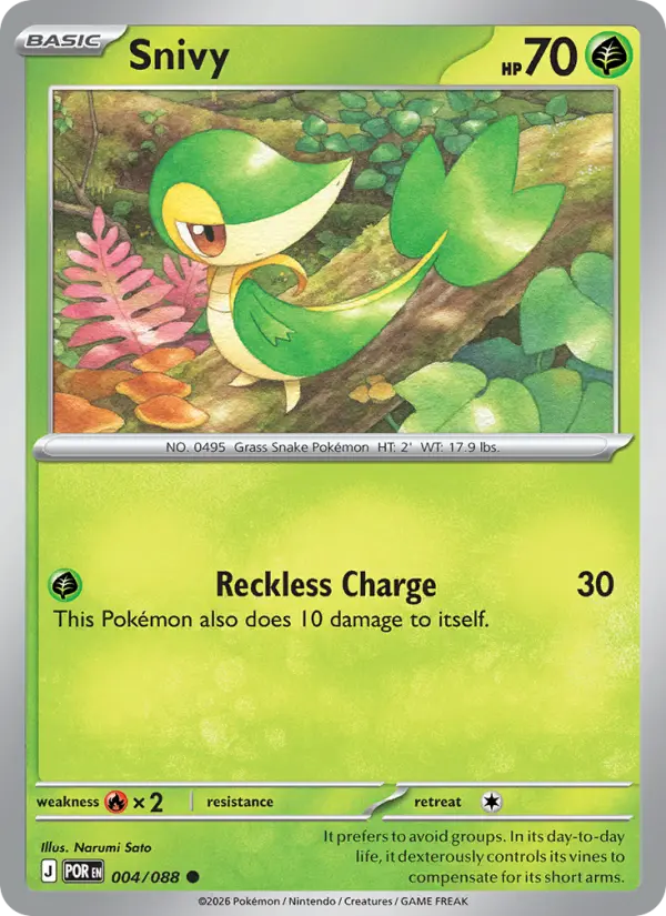 Snivy Common Pokemon card #004 from Perfect Order