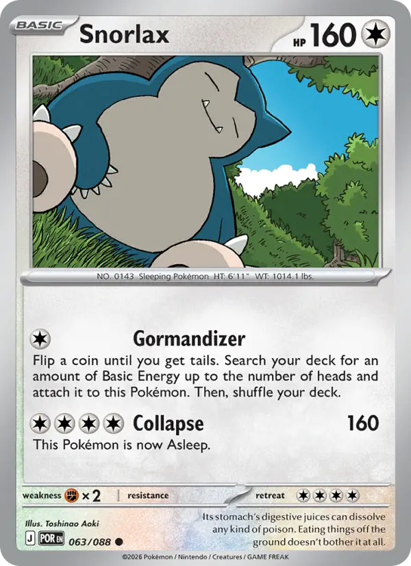Snorlax Common Pokemon card #063 from Perfect Order