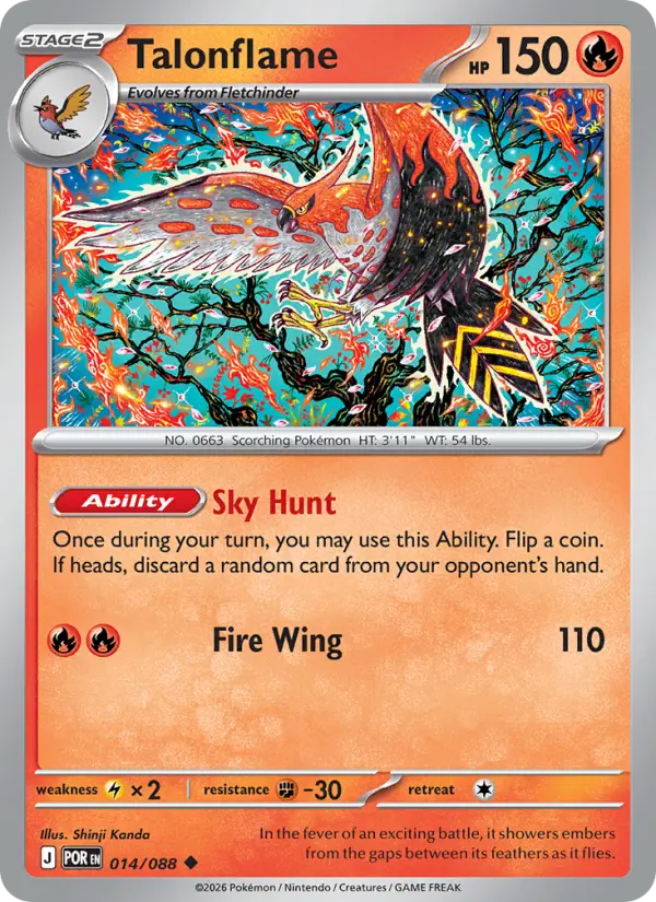 Talonflame Uncommon Pokemon card #014 from Perfect Order