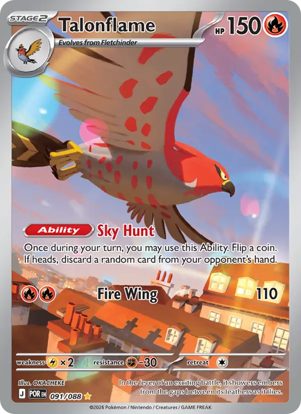 Talonflame Illustration rare Pokemon card #091 from Perfect Order