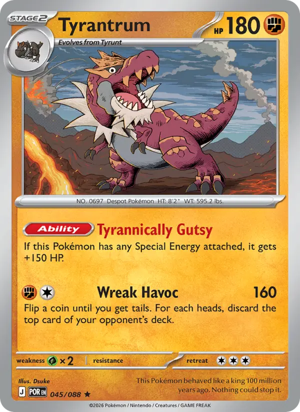 Tyrantrum Rare Pokemon card #045 from Perfect Order