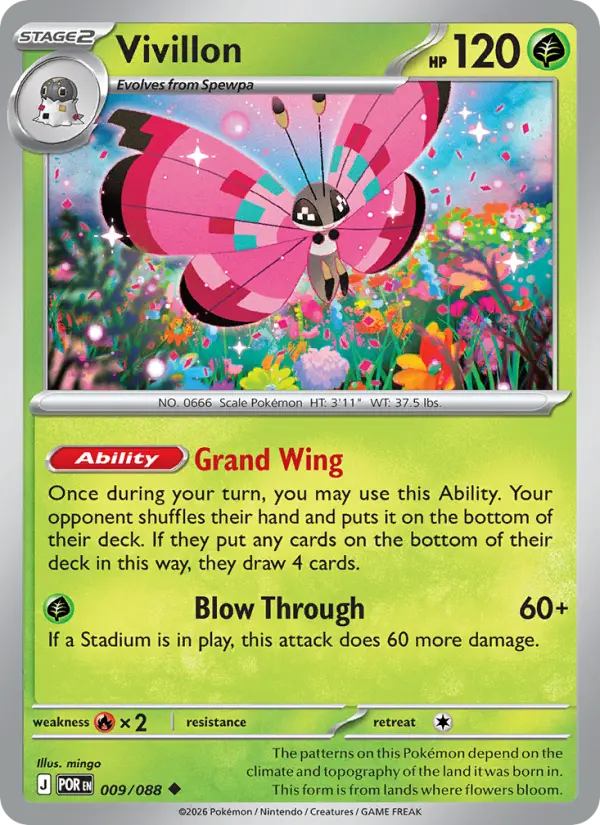 Vivillon Uncommon Pokemon card #009 from Perfect Order