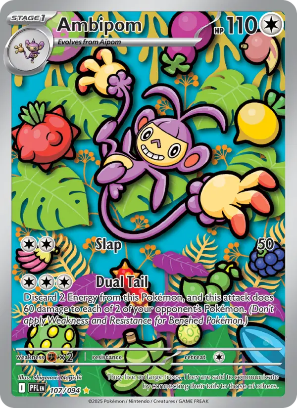 Ambipom Illustration rare Pokemon card #107 from Phantasmal Flames