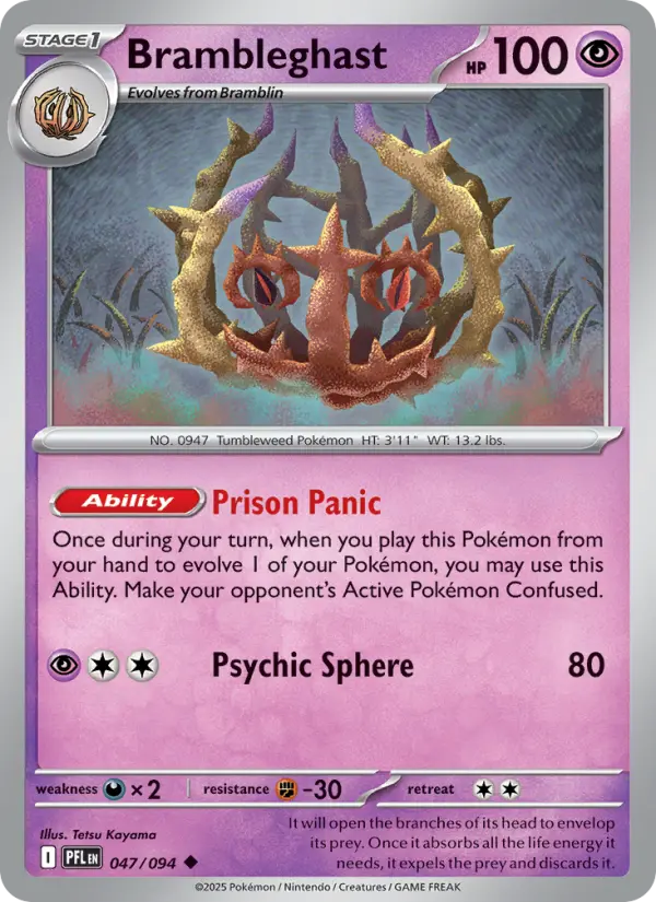 Brambleghast Uncommon Pokemon card #047 from Phantasmal Flames