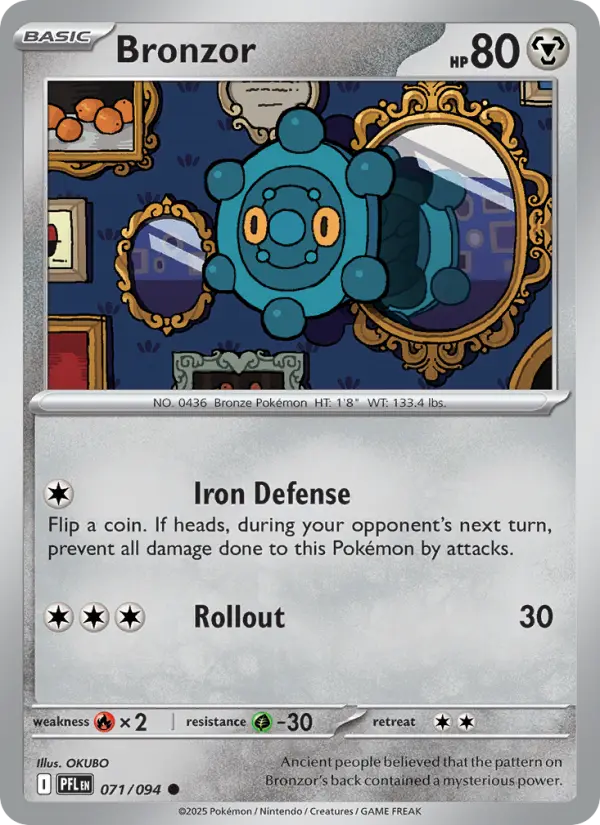 Bronzor Common Pokemon card #071 from Phantasmal Flames