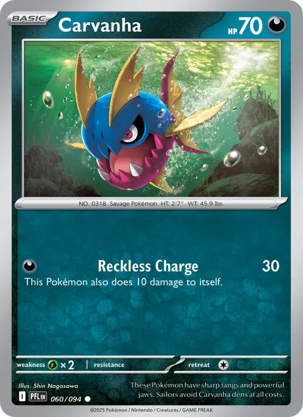 Carvanha Common Pokemon card #060 from Phantasmal Flames