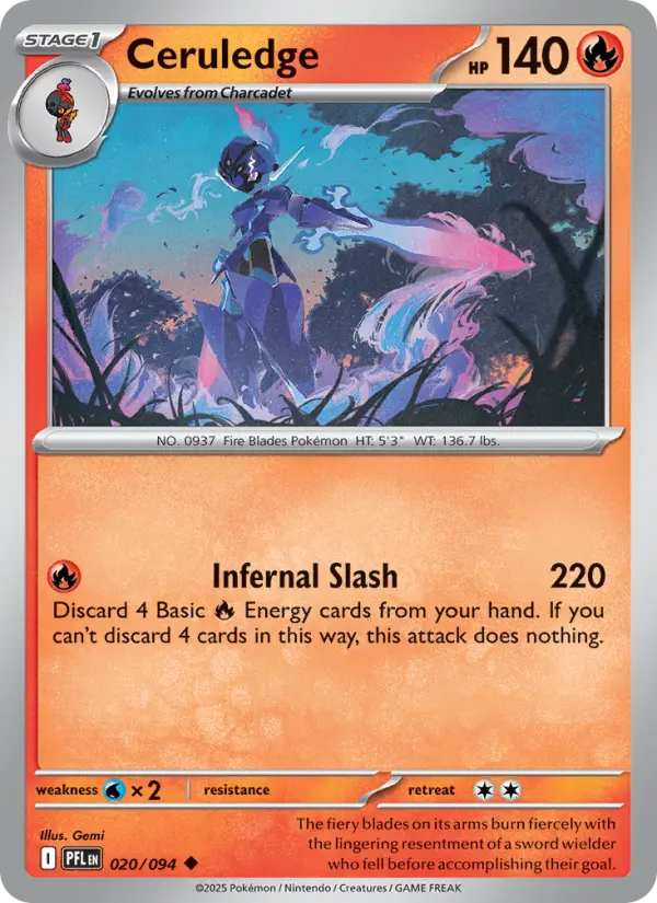 Ceruledge Uncommon Pokemon card #020 from Phantasmal Flames