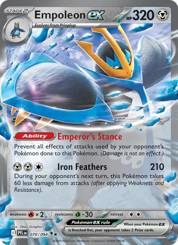 Empoleon ex Double rare Pokemon card #070 from Phantasmal Flames