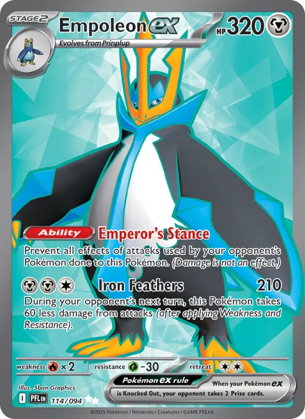 Empoleon ex Ultra Rare Pokemon card #114 from Phantasmal Flames