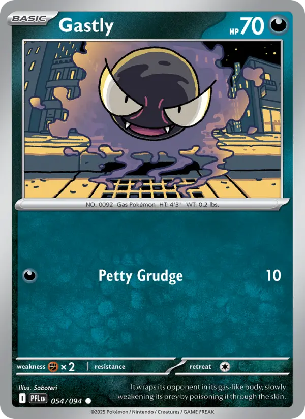 Gastly Common Pokemon card #054 from Phantasmal Flames