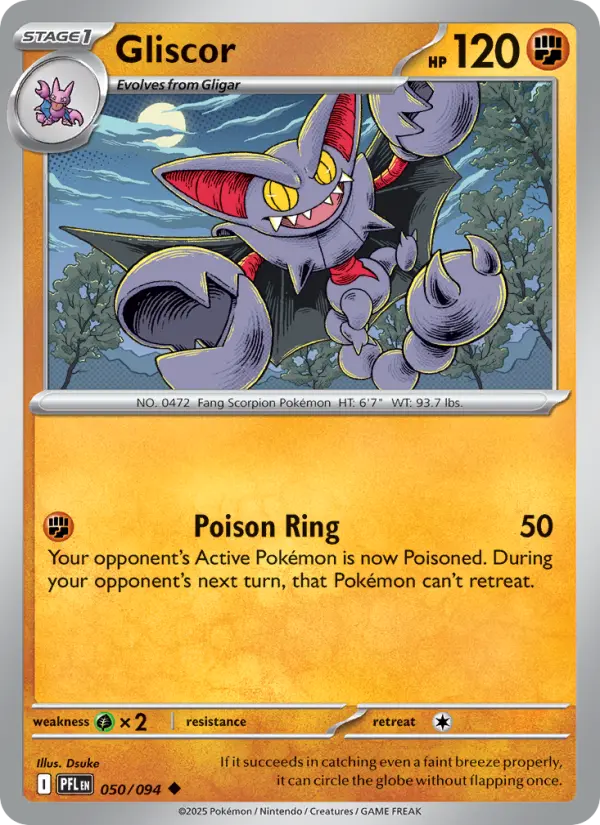 Gliscor Uncommon Pokemon card #050 from Phantasmal Flames