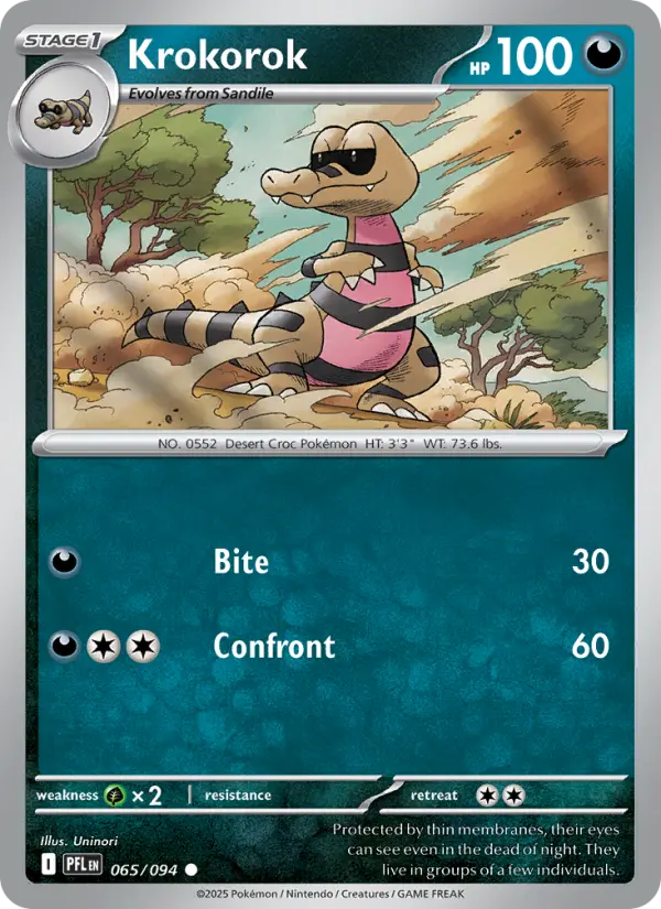 Krokorok Common Pokemon card #065 from Phantasmal Flames