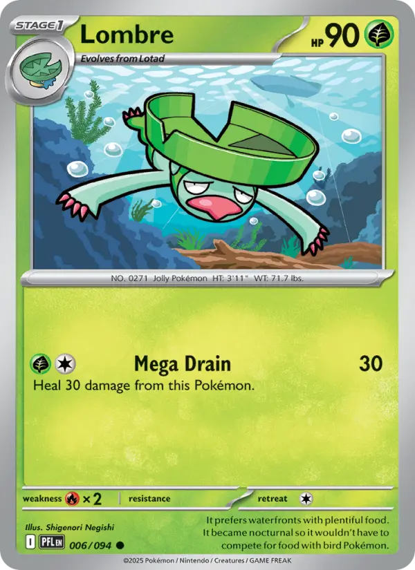 Lombre Common Pokemon card #006 from Phantasmal Flames