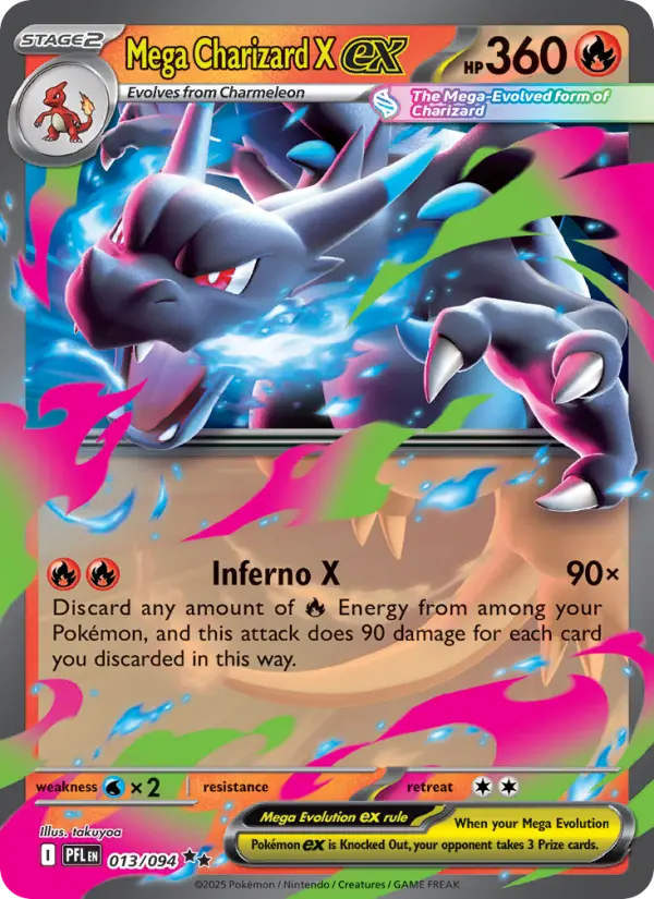 Mega Charizard X ex Double rare Pokemon card #013 from Phantasmal Flames