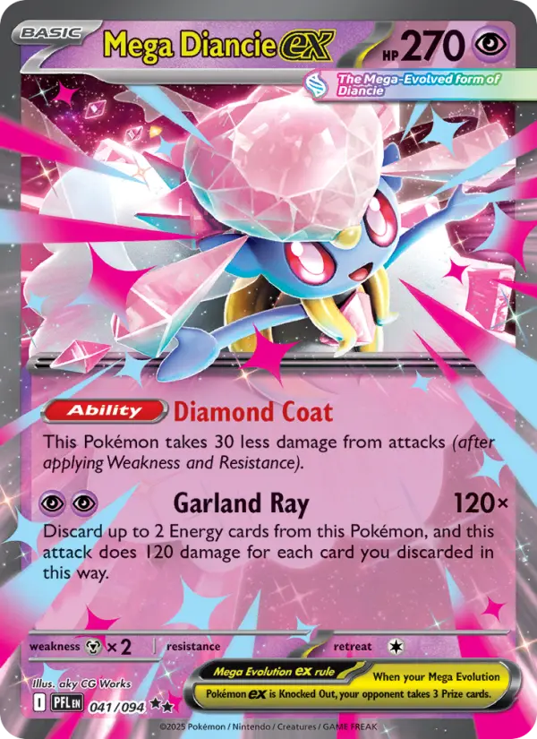 Mega Diancie ex Double rare Pokemon card #041 from Phantasmal Flames