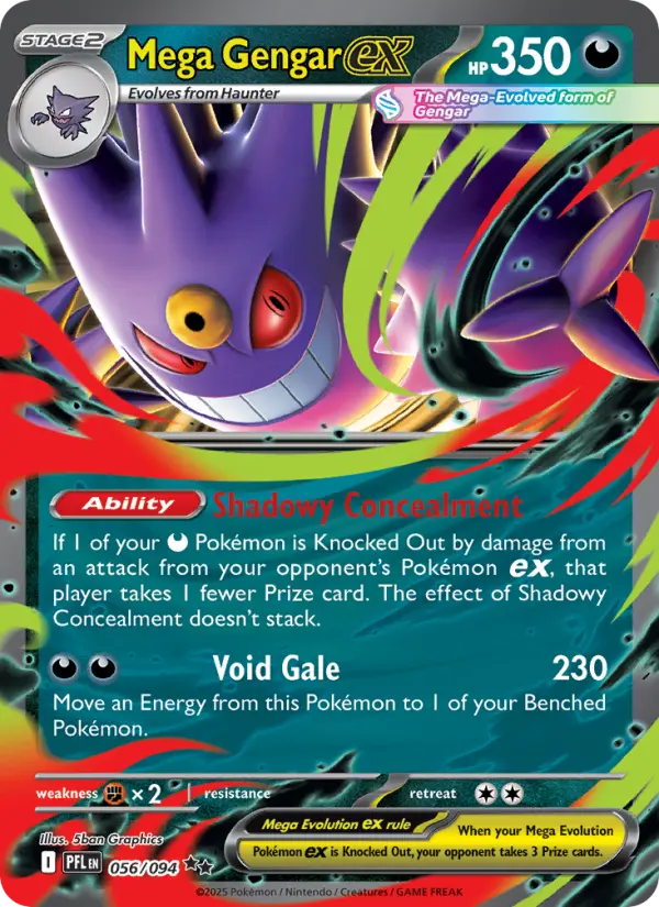 Mega Gengar ex Double rare Pokemon card #056 from Phantasmal Flames