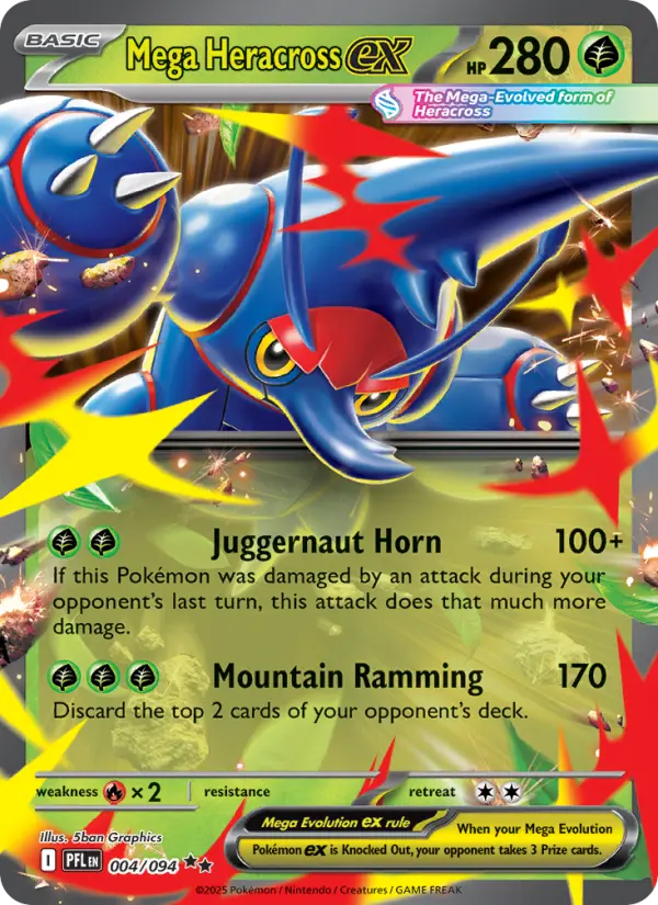 Mega Heracross ex Double rare Pokemon card #004 from Phantasmal Flames