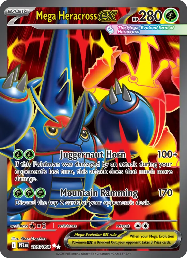 Mega Heracross ex Ultra Rare Pokemon card #108 from Phantasmal Flames