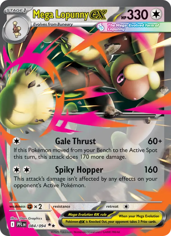 Mega Lopunny ex Double rare Pokemon card #084 from Phantasmal Flames