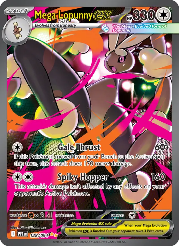 Mega Lopunny ex Special illustration rare Pokemon card #128 from Phantasmal Flames