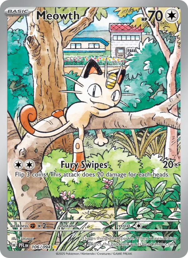 Meowth Illustration rare Pokemon card #106 from Phantasmal Flames