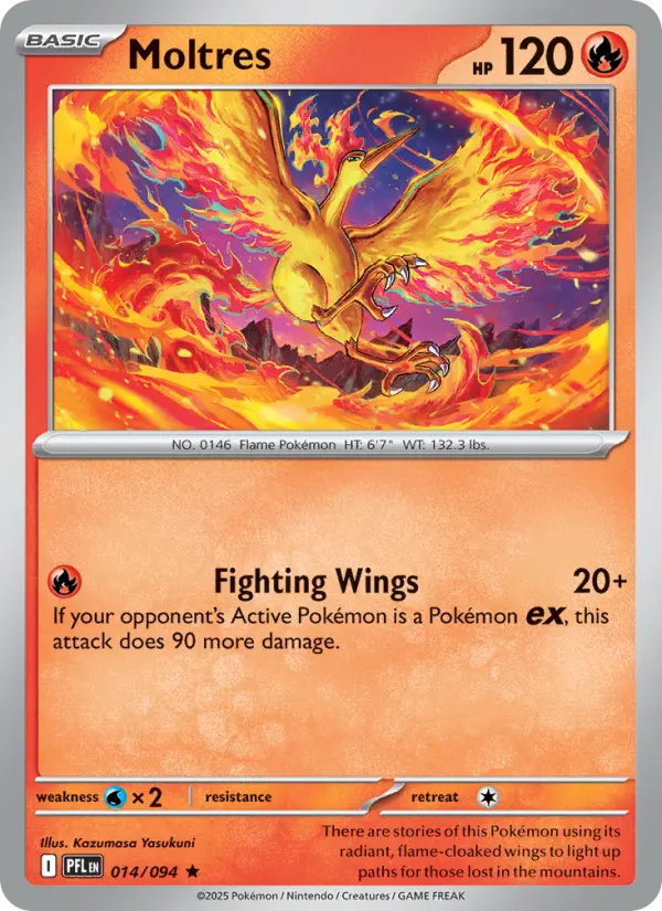 Moltres Rare Pokemon card #014 from Phantasmal Flames