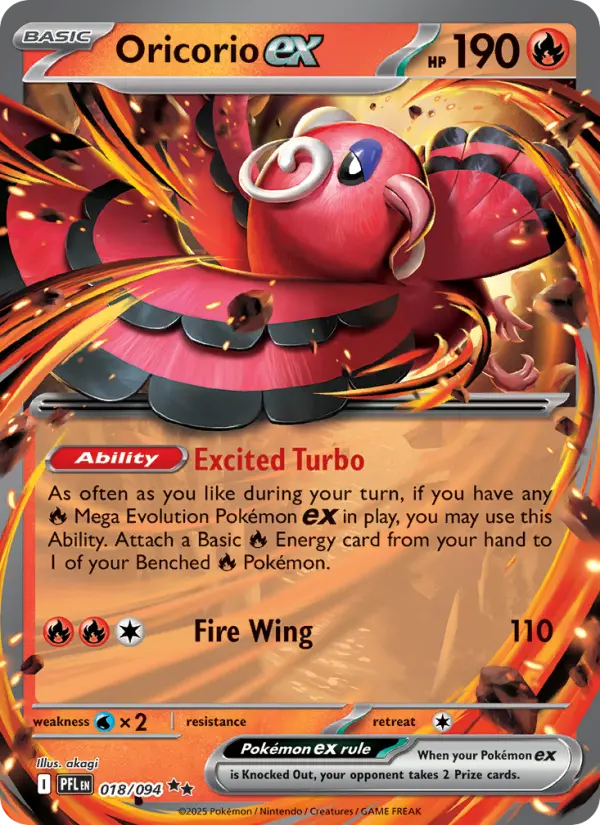 Oricorio ex Double rare Pokemon card #018 from Phantasmal Flames