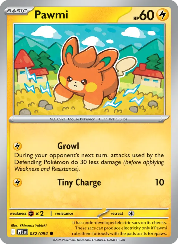 Pawmi Common Pokemon card #032 from Phantasmal Flames