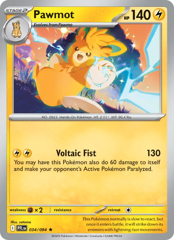 Pawmot Rare Pokemon card #034 from Phantasmal Flames