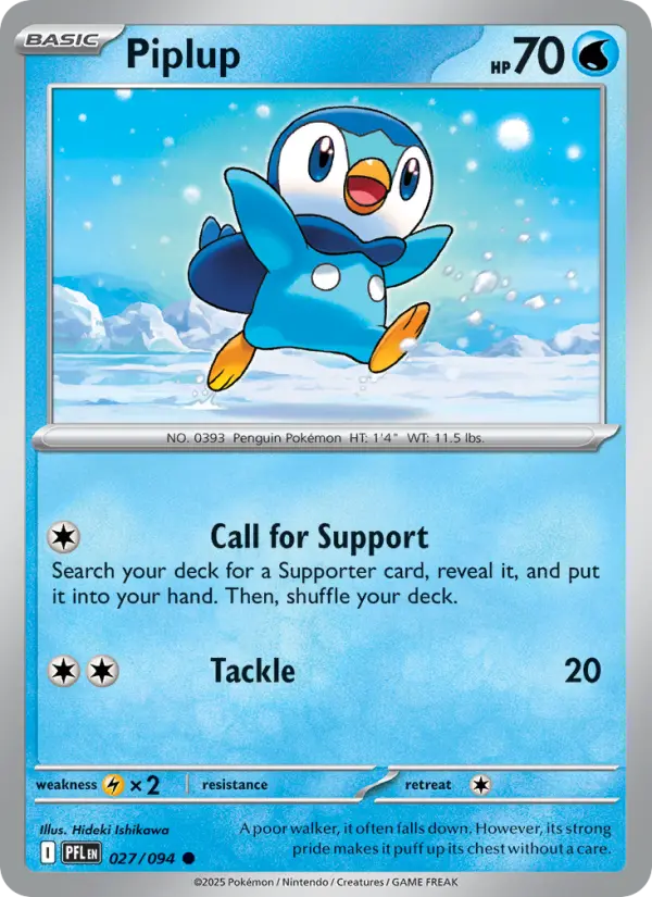 Piplup Common Pokemon card #027 from Phantasmal Flames