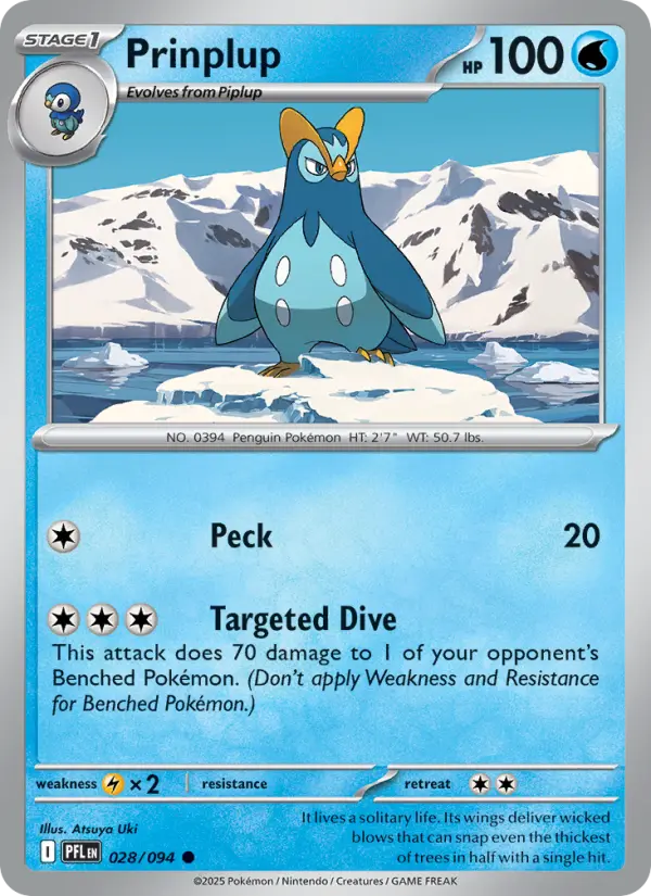 Prinplup Common Pokemon card #028 from Phantasmal Flames