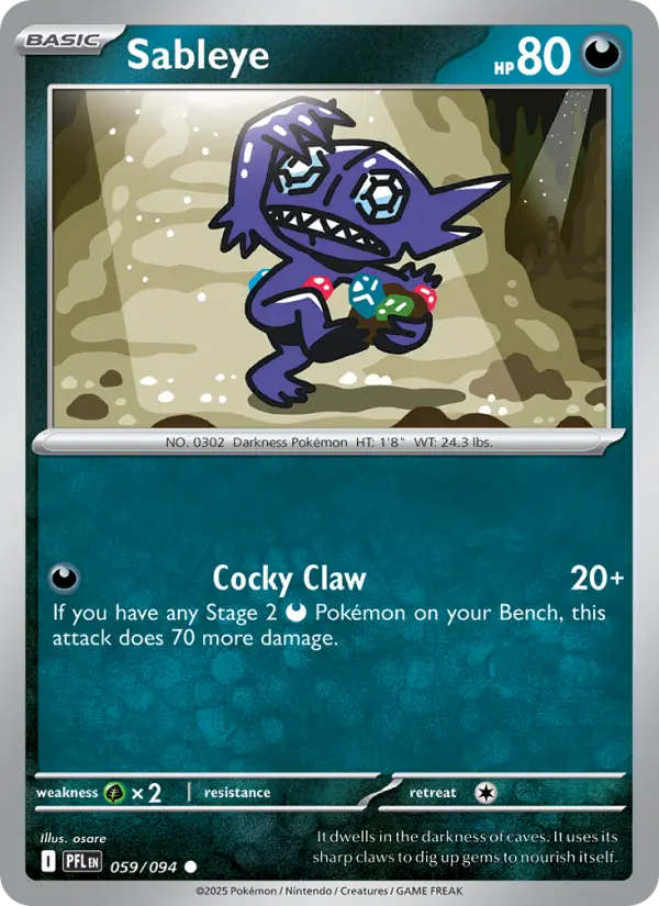 Sableye Common Pokemon card #059 from Phantasmal Flames