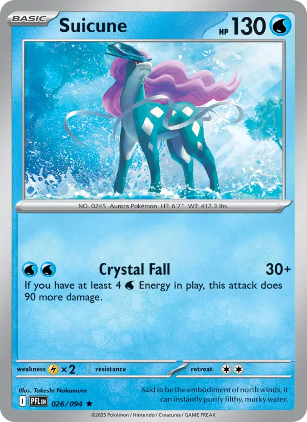 Suicune Rare Pokemon card #026 from Phantasmal Flames