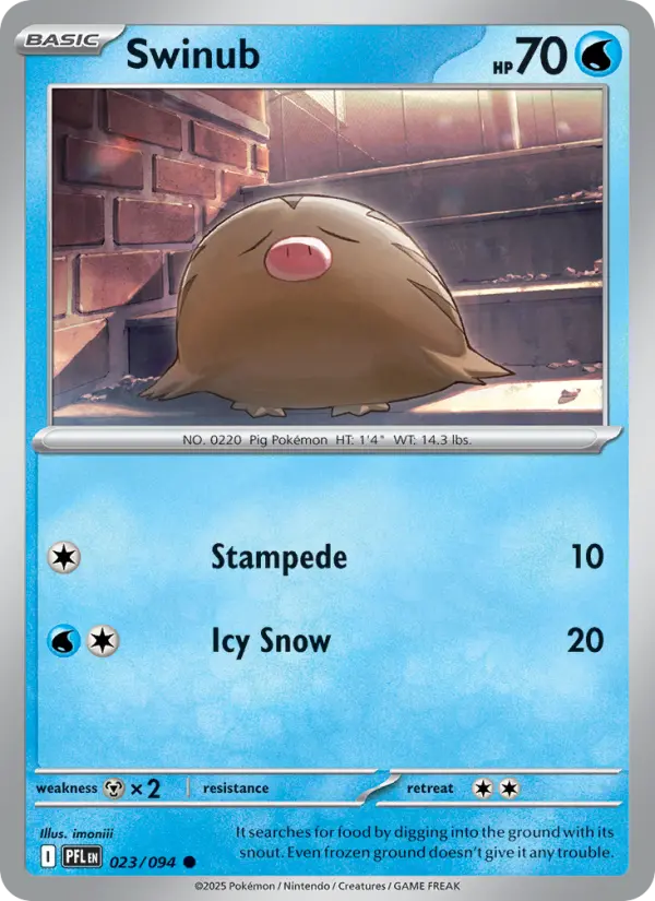 Swinub Common Pokemon card #023 from Phantasmal Flames