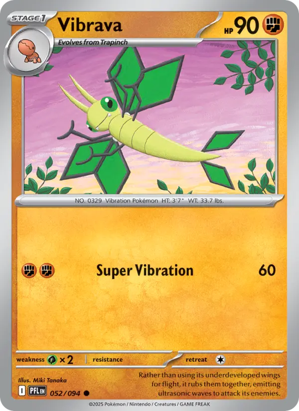 Vibrava Common Pokemon card #052 from Phantasmal Flames