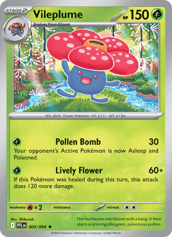 Vileplume Rare Pokemon card #003 from Phantasmal Flames