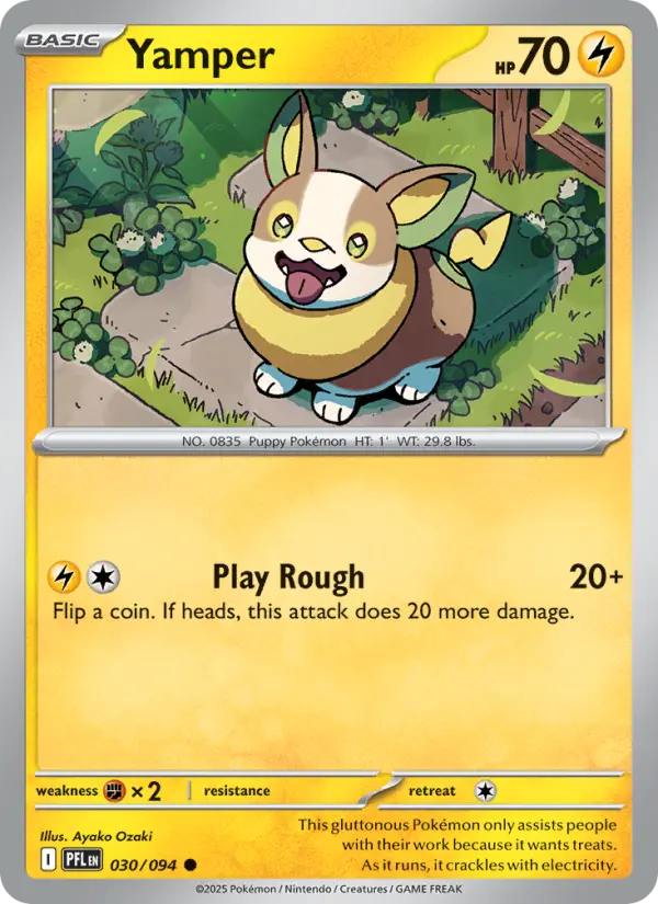 Yamper Common Pokemon card #030 from Phantasmal Flames