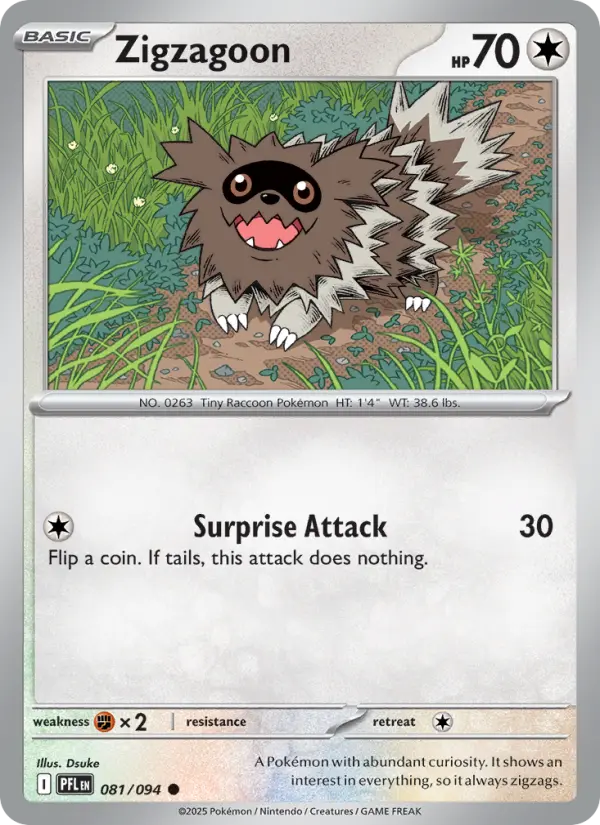 Zigzagoon Common Pokemon card #081 from Phantasmal Flames