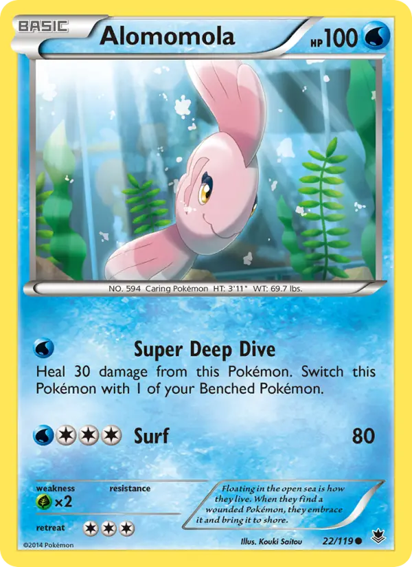 Alomomola Common Pokemon card #22 from Phantom Forces