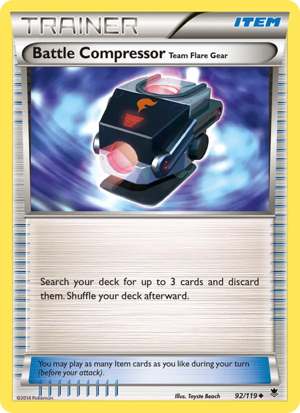 Battle Compressor Team Flare Gear Uncommon Pokemon card #92 from Phantom Forces