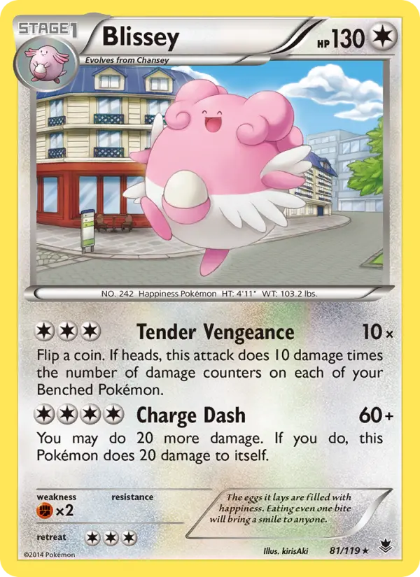 Blissey Rare Pokemon card #81 from Phantom Forces