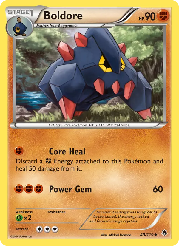 Boldore Uncommon Pokemon card #49 from Phantom Forces