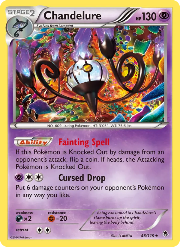 Chandelure Rare Pokemon card #43 from Phantom Forces