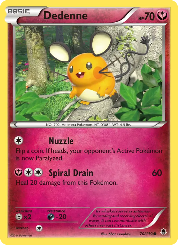 Dedenne Common Pokemon card #70 from Phantom Forces