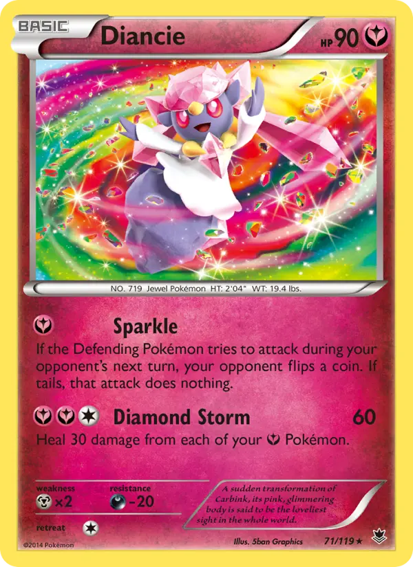 Diancie Rare Pokemon card #71 from Phantom Forces
