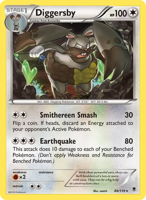 Diggersby Rare Pokemon card #88 from Phantom Forces
